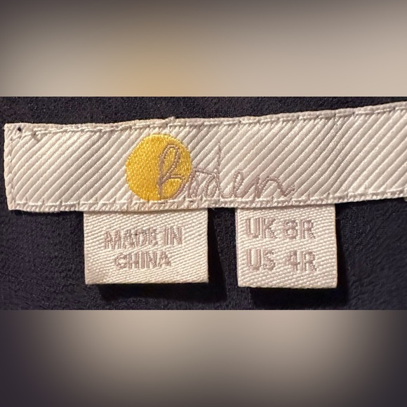 Boden Long Puff Sleeve Plisse’ Belted A-line Mini Dress French Navy Poppy Vine - Picture 8 of 12